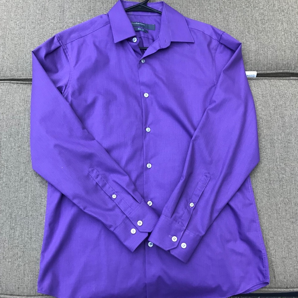 purple long sleeve dress shirt